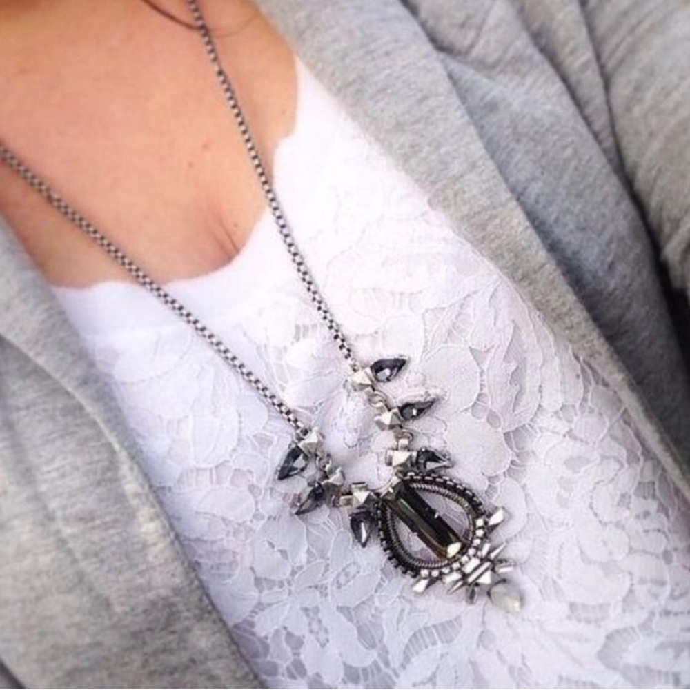 Stella & Dot Silver and Black Statement Necklace